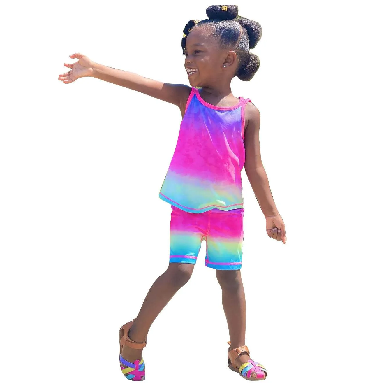 18M-6Y Toddler Girls Shorts Sets Tie Dye Casual Tank Top & Shorts Wholesale Sunny Girl Clothing