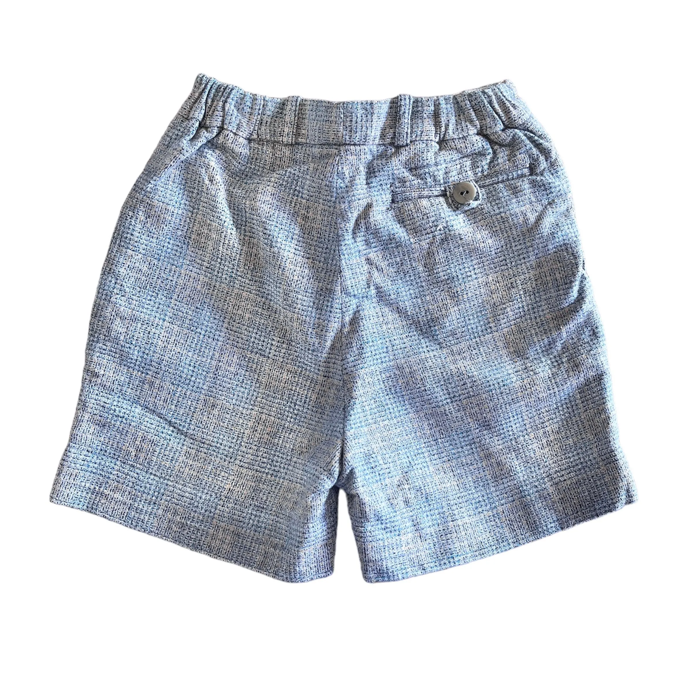 1960's Grey / Blue Check  Children's Shorts /  5-6 Years