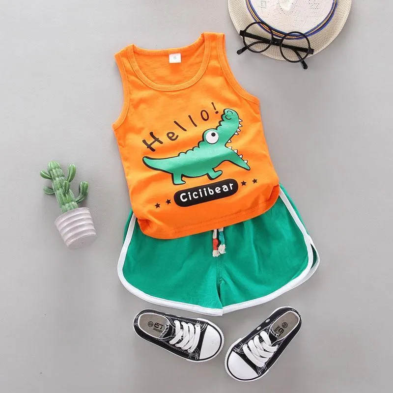 2-piece Dinosaur Pattern Vest & Shorts for Children Boy