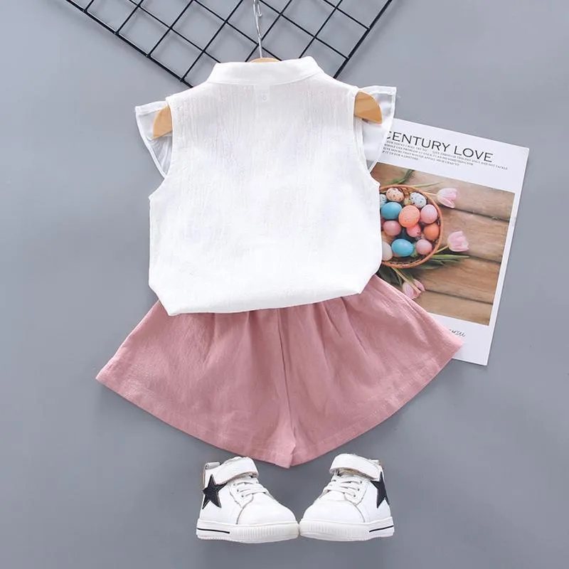 2pcs Sweet Floral Design Shirt and Pants Wholesale children's clothing