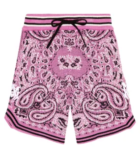 Amiri cotton and cashmere bandana shorts, pink