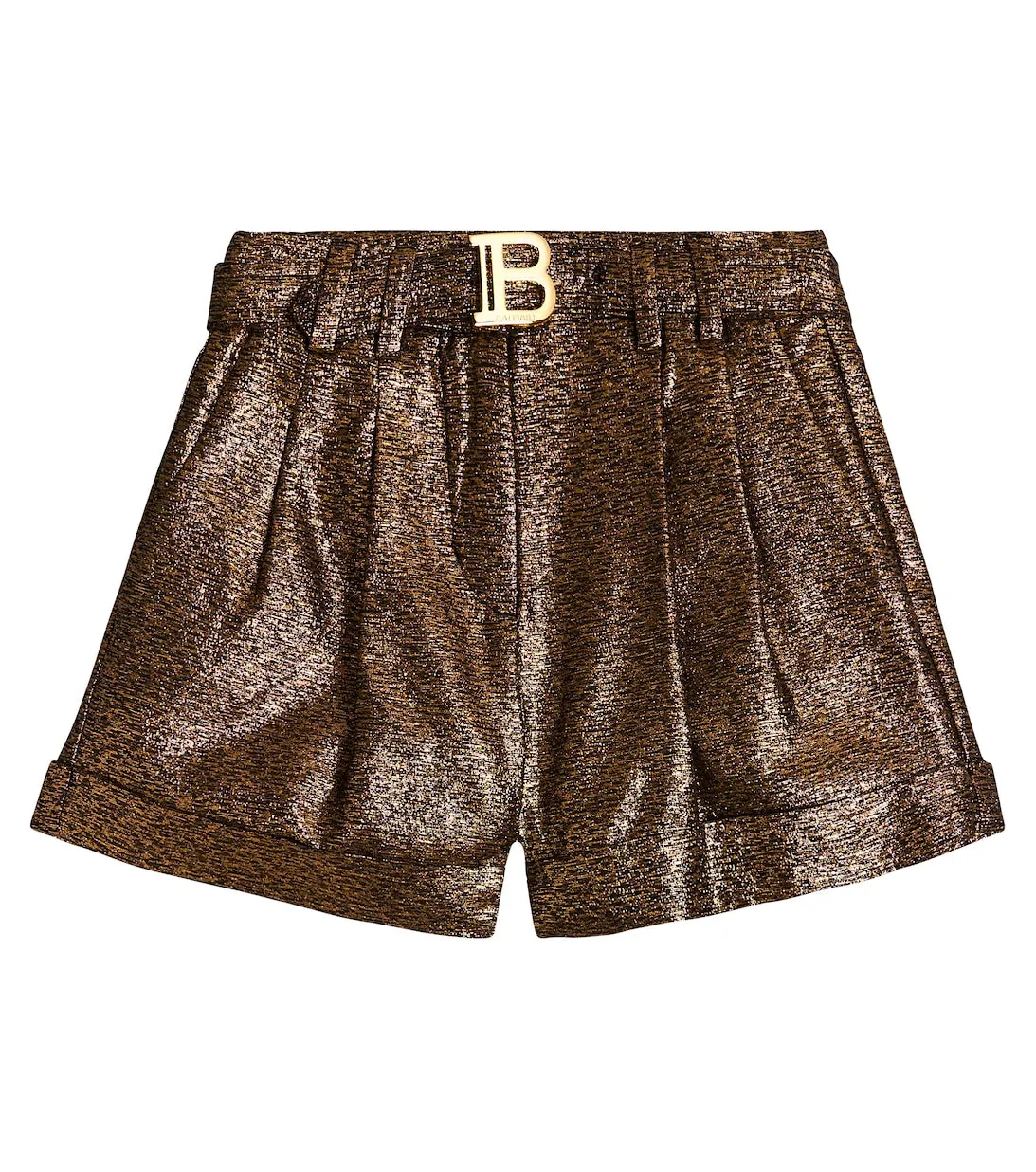 Balmain lamé shorts, gold