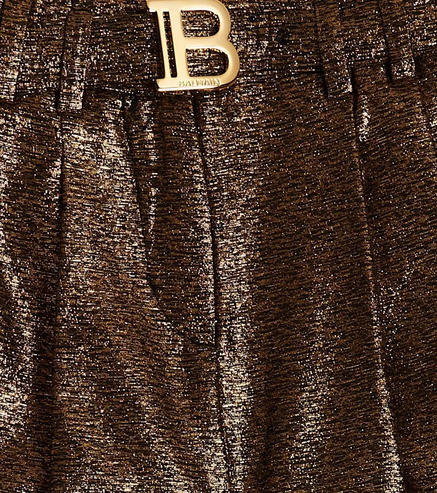 Balmain lamé shorts, gold