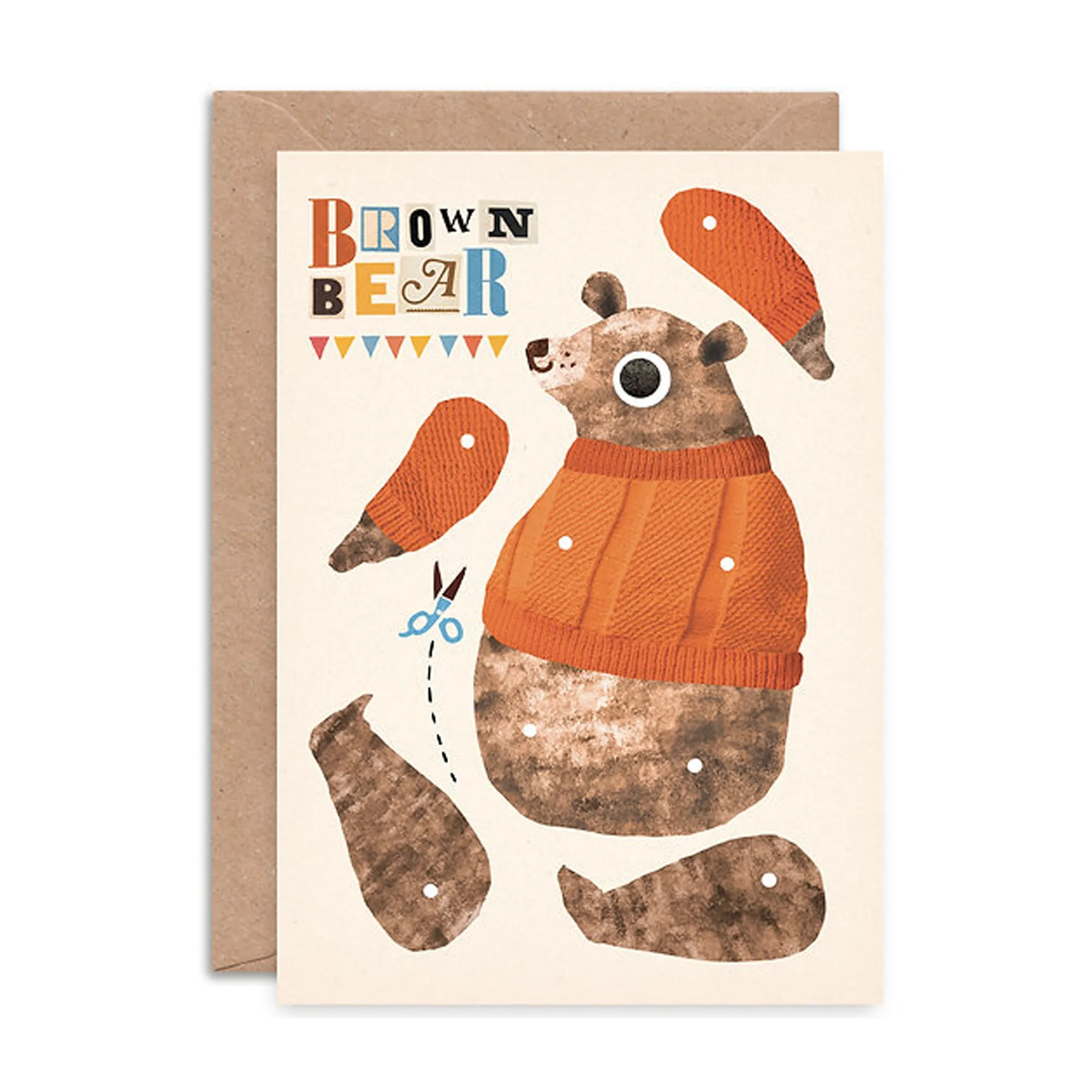 Bear Split Pin Puppet A5 Greeting Card