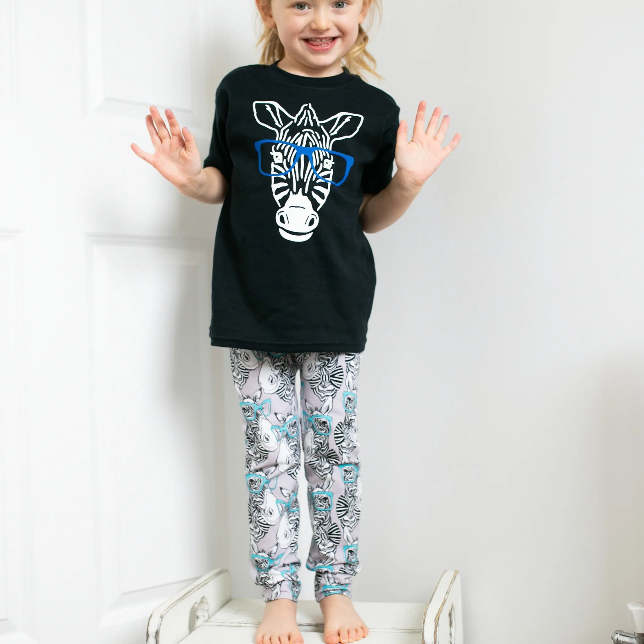 Blue spec Zebra Print Baby Leggings