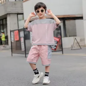 Boys Summer Suit New Korean Style Children's Children and Teens Short Sleeve Shorts Two-Piece Set Fashionable Stylish Clothing S4484134