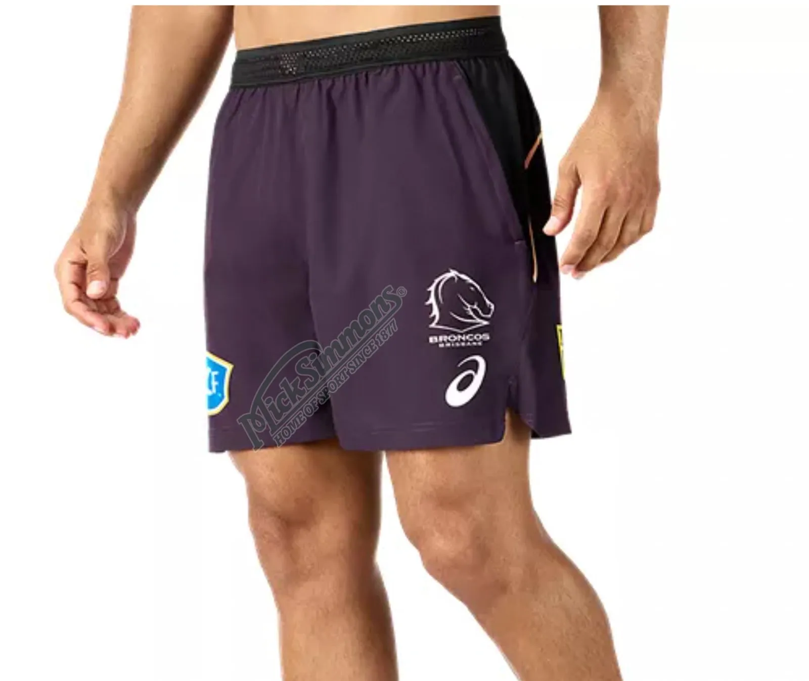 Brisbane Broncos 2024 Men's Home Training Shorts NRL Rugby League by Asics