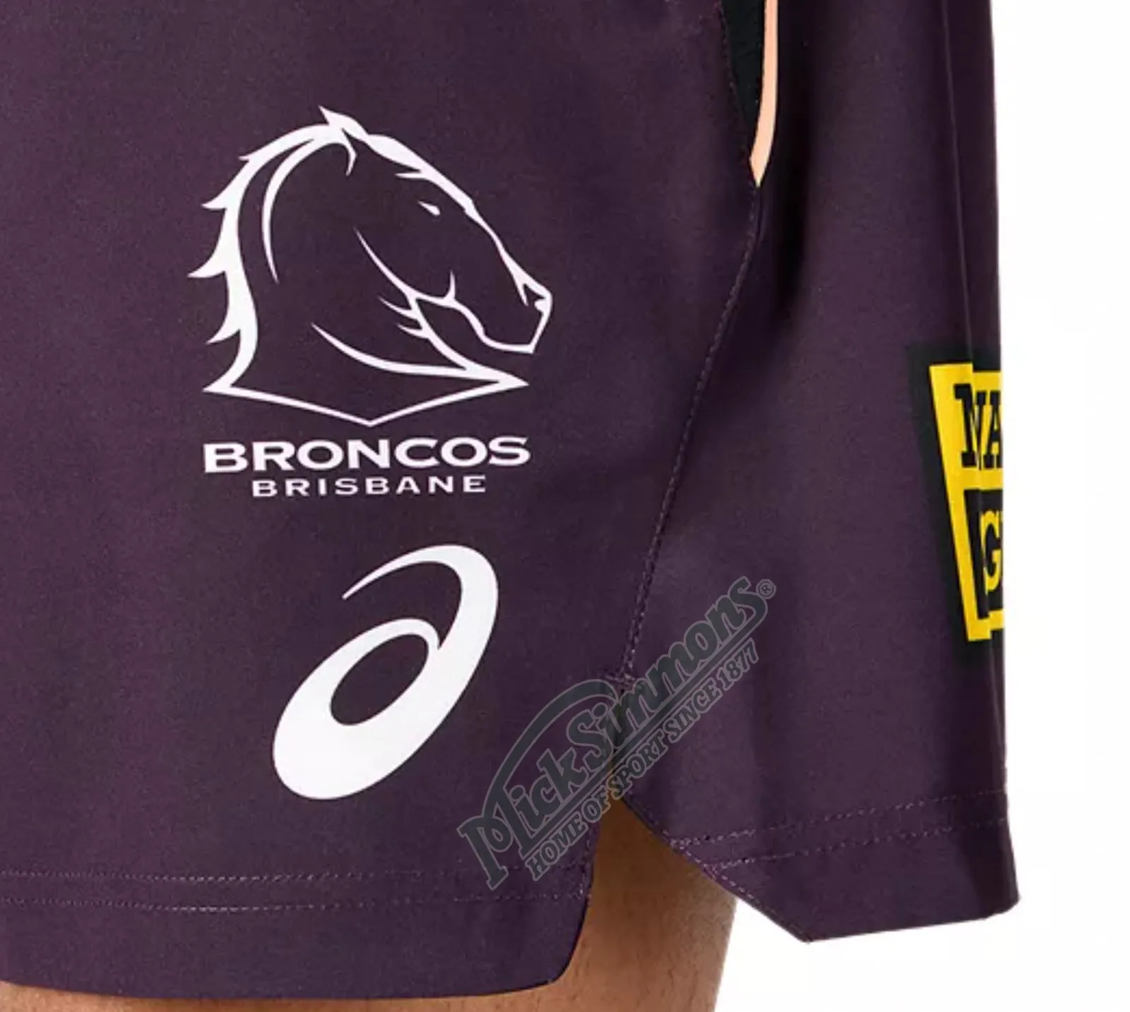 Brisbane Broncos 2024 Men's Home Training Shorts NRL Rugby League by Asics