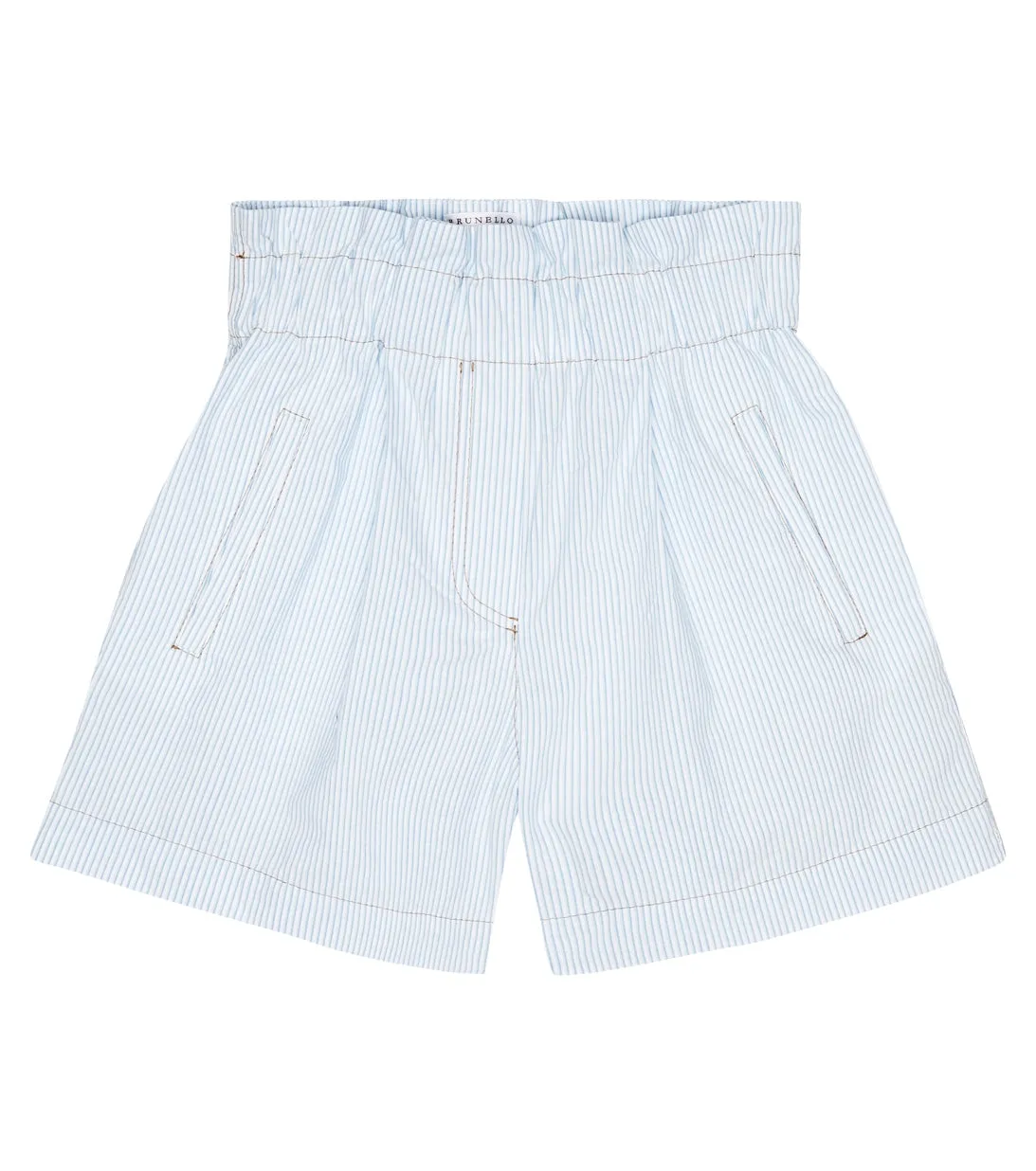 Brunello Cucinelli striped cotton shorts, blue