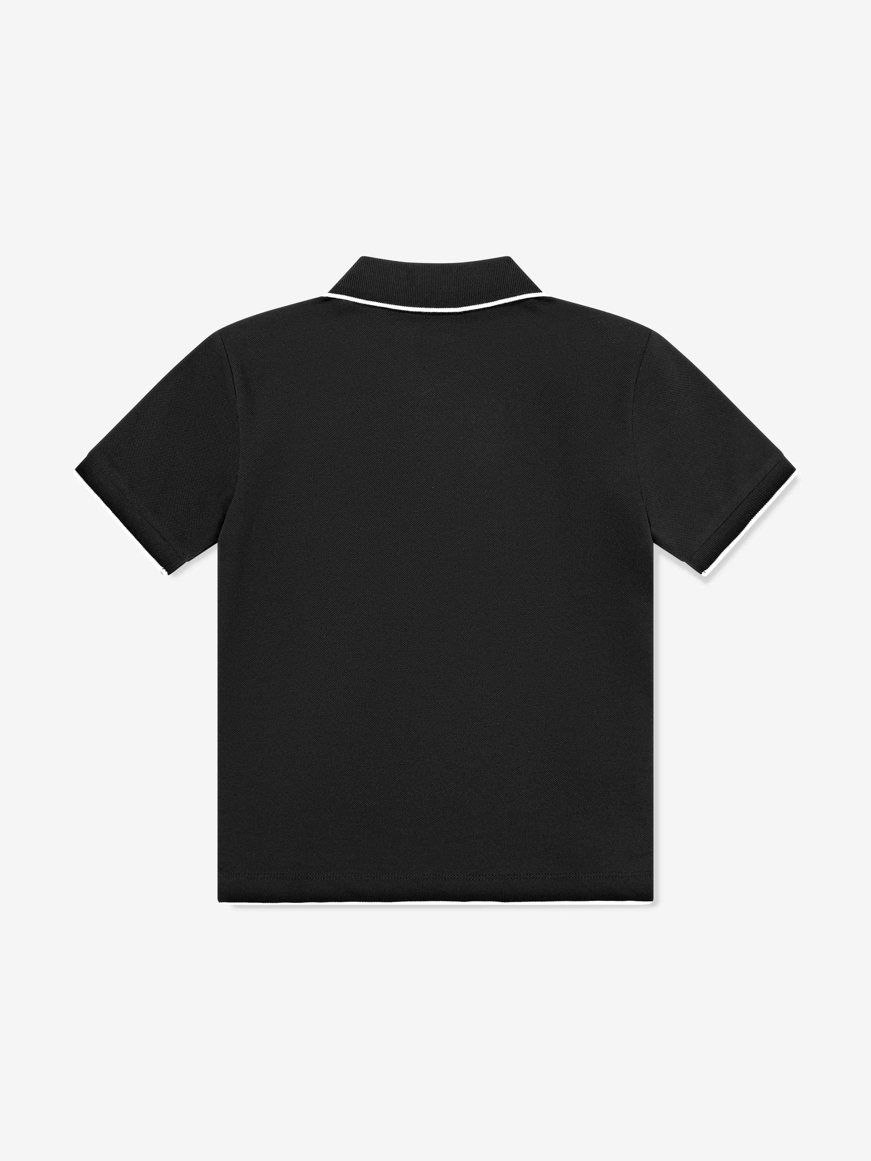 Calvin Klein Boys Intarsia Logo Pique Polo Shirt in Black