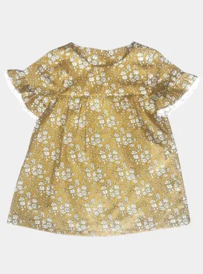 CAPEL MUSTARD Liberty Short Sleeve Dress