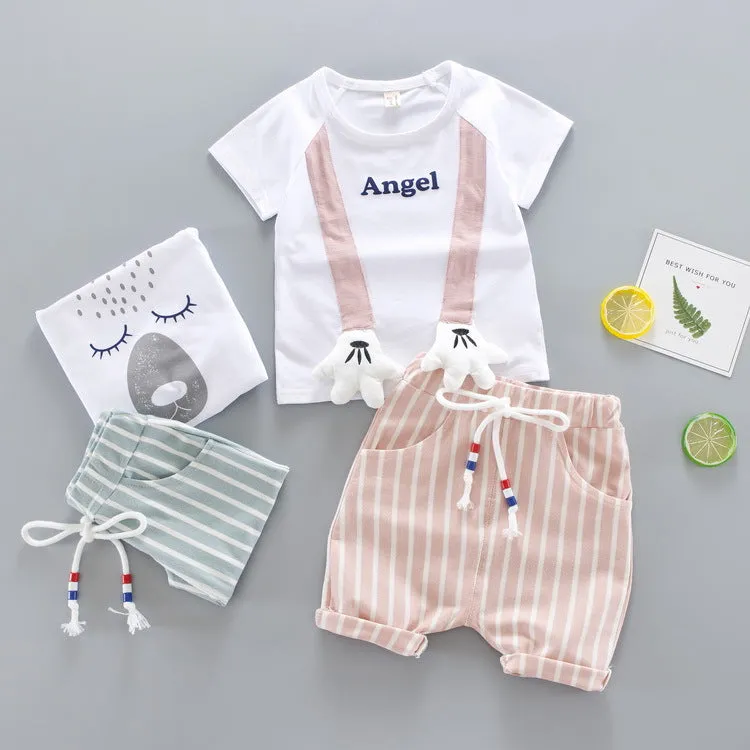 Children's Baby Children's Summer Short-sleeved Outdoor Clothes Two-piece Set