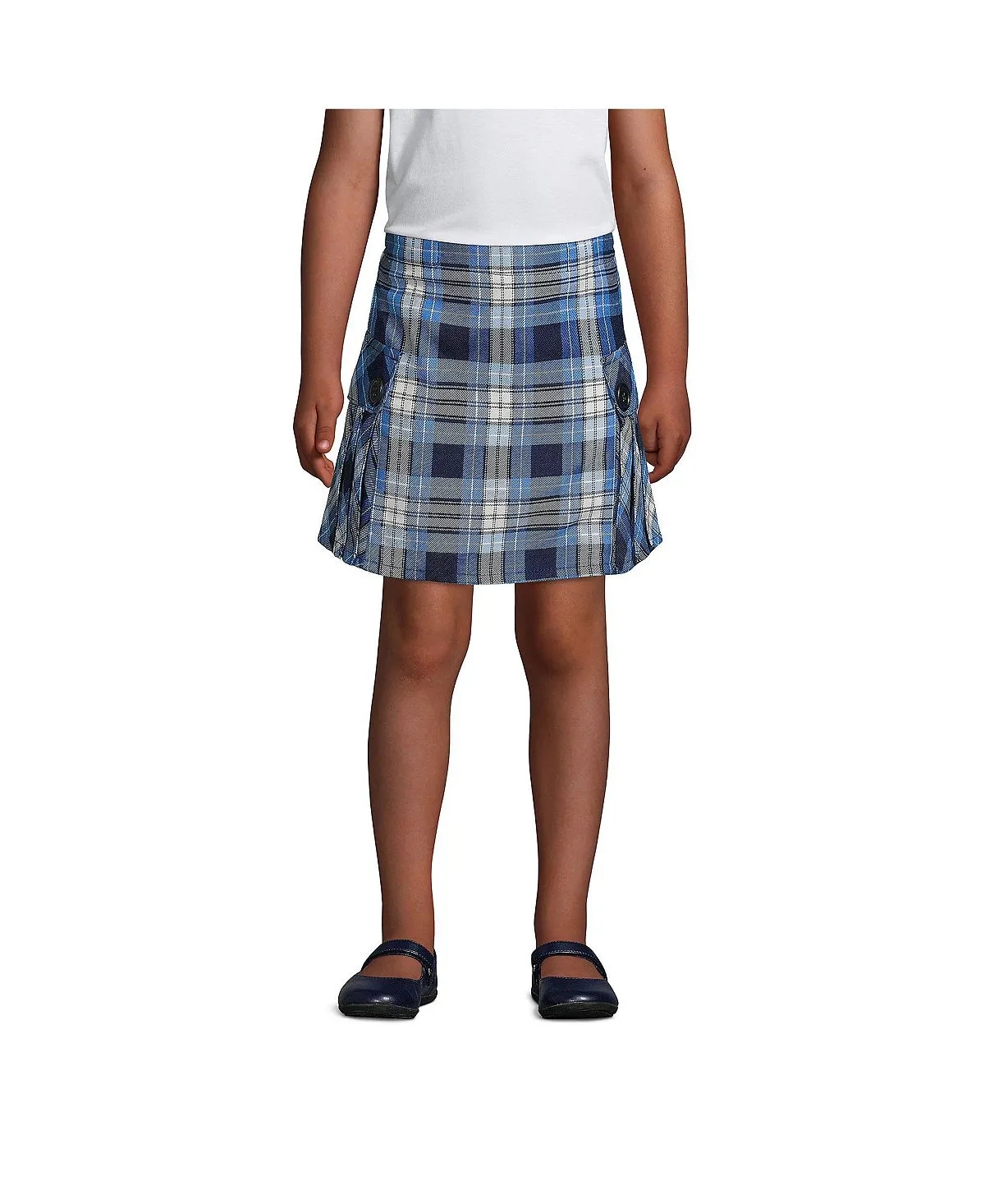 Children's school uniform for girls slim plaid skirt with side pleats above the knee Lands' End