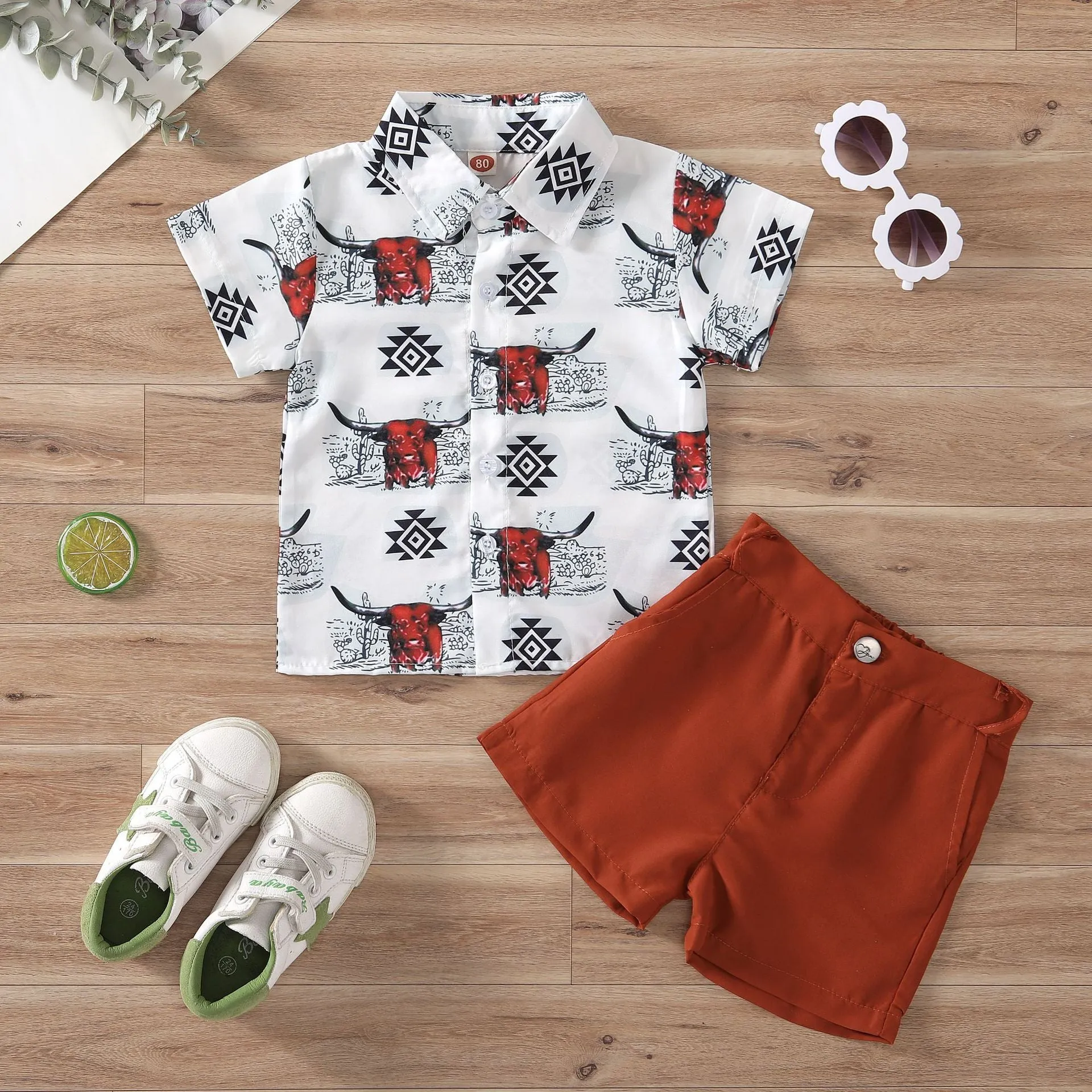 Children's Short-sleeved Shorts Shirt Suit