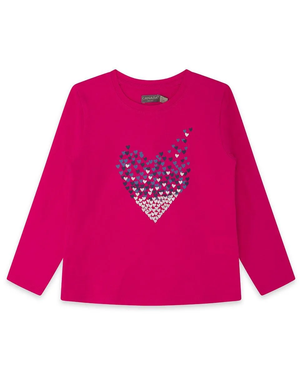 CLEARANCE SALE - Canada House - Girls Pink T-Shirt with Multi Coloured Heart Leggings