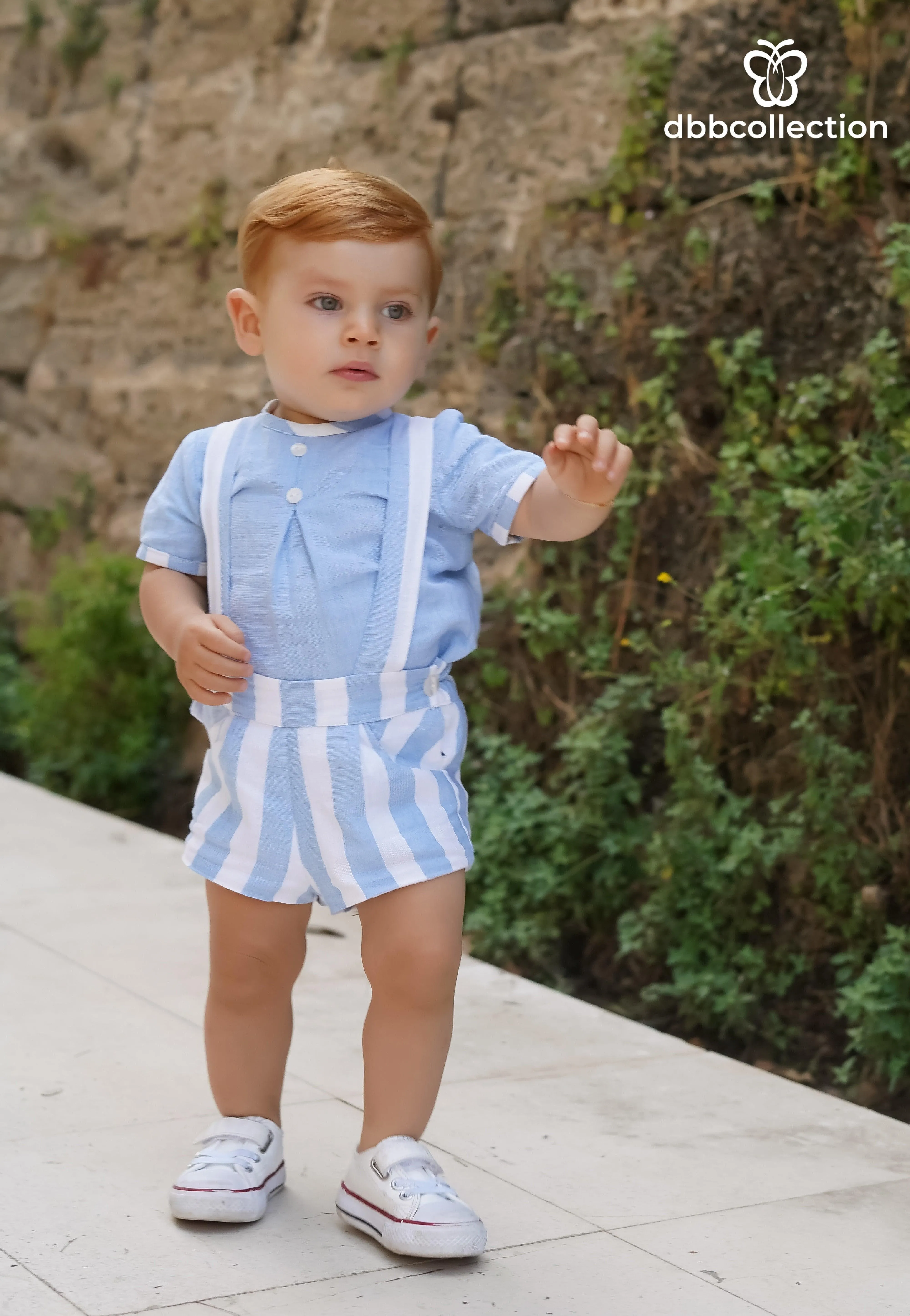 CLEARANCE SALE - DBB Collection SS24 - Boys Blue Stripe Shorts & Shirt Set