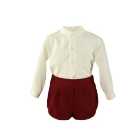 CLEARANCE SALE - Miranda AW23 - Boys Burgundy Shorts & Cream Shirt Set 126-23