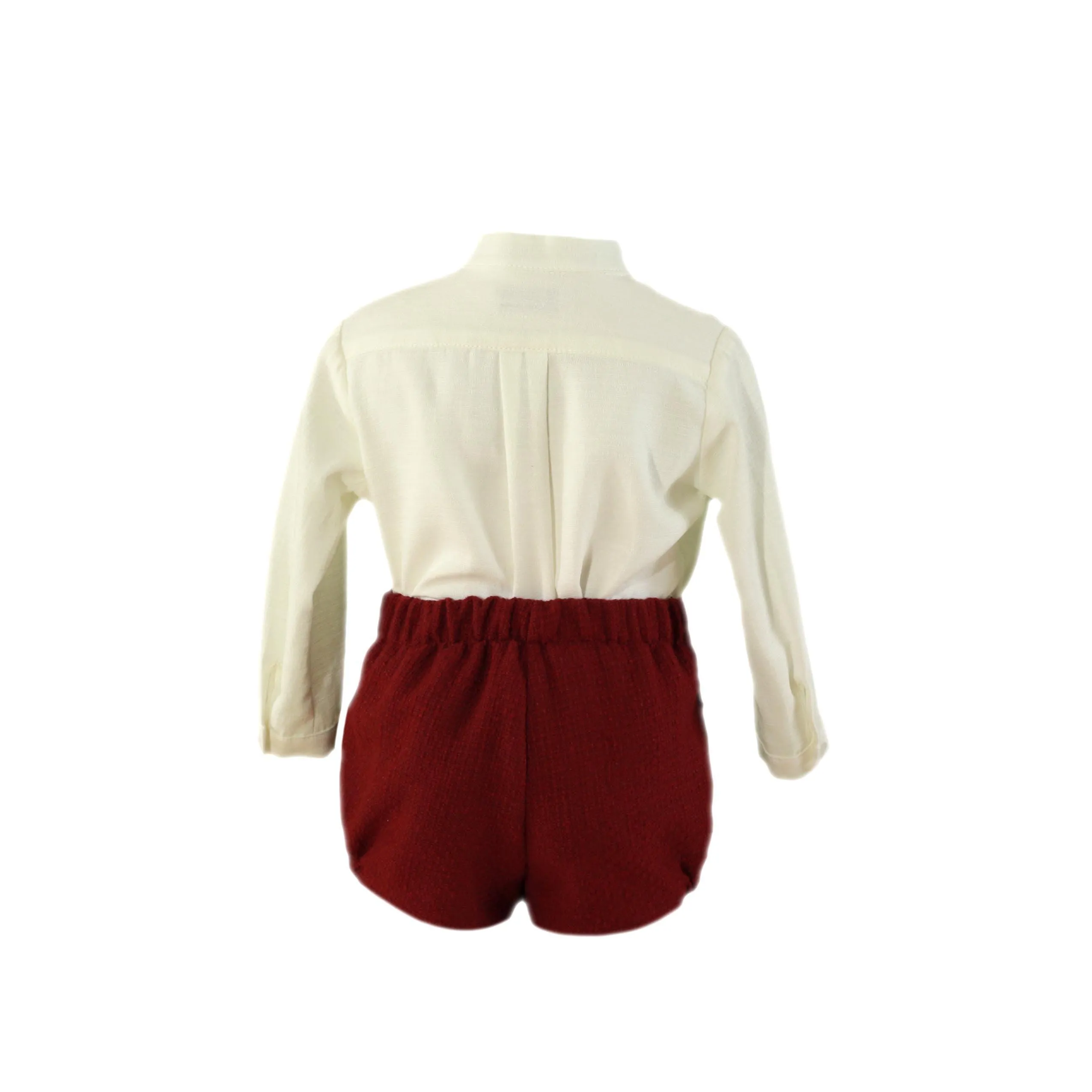 CLEARANCE SALE - Miranda AW23 - Boys Burgundy Shorts & Cream Shirt Set 126-23