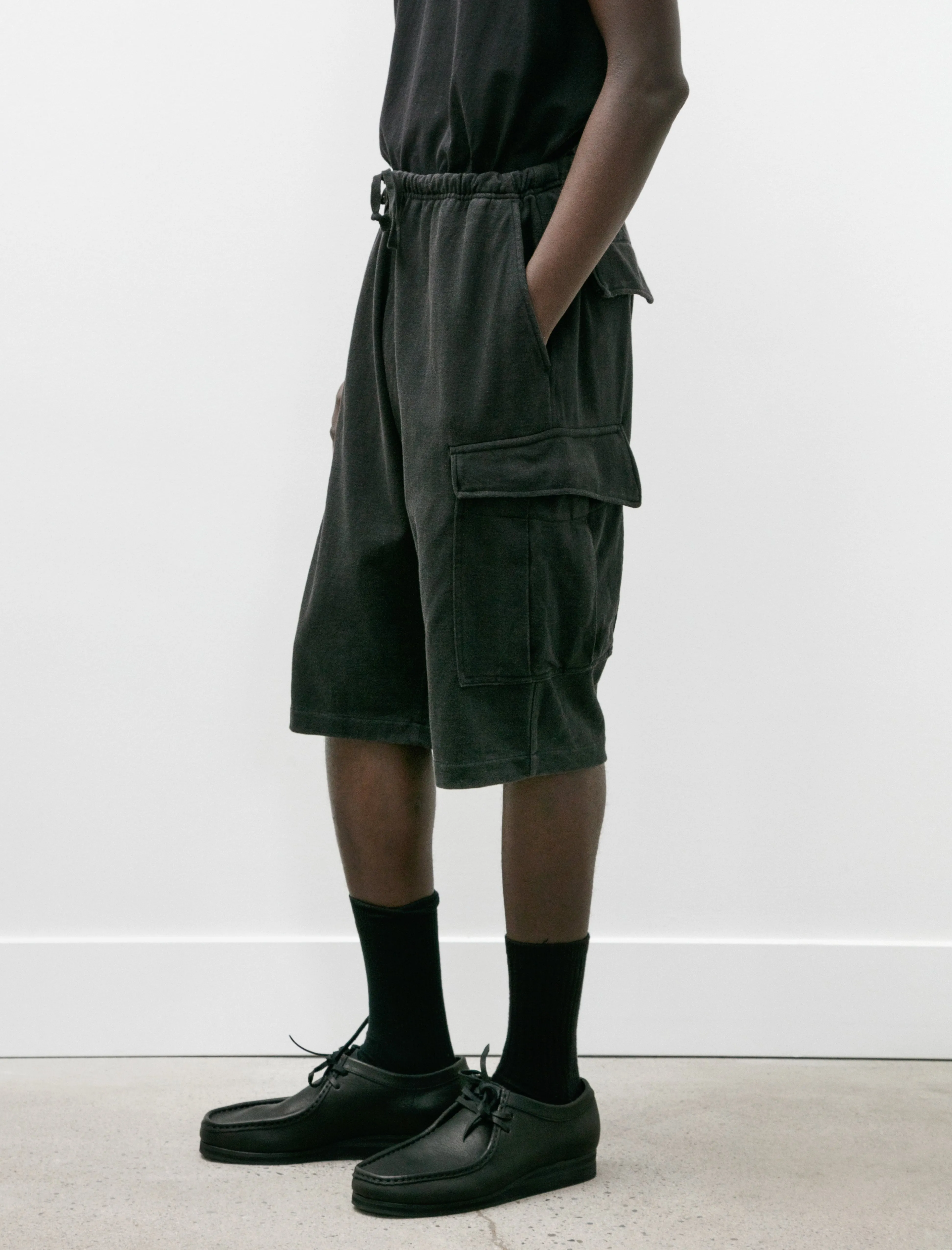 Cotton Jersey Cargo Shorts Fade Black