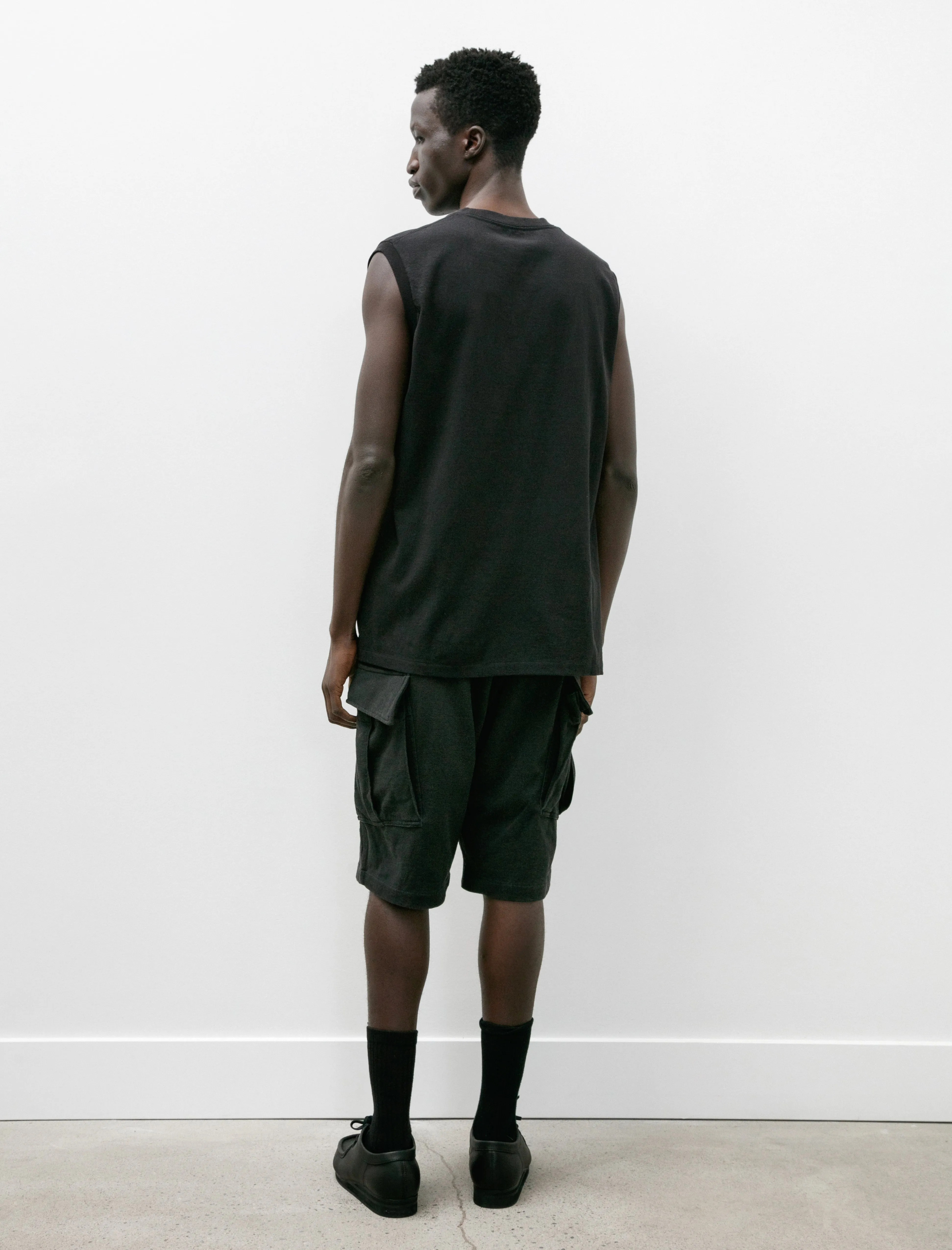 Cotton Jersey Cargo Shorts Fade Black