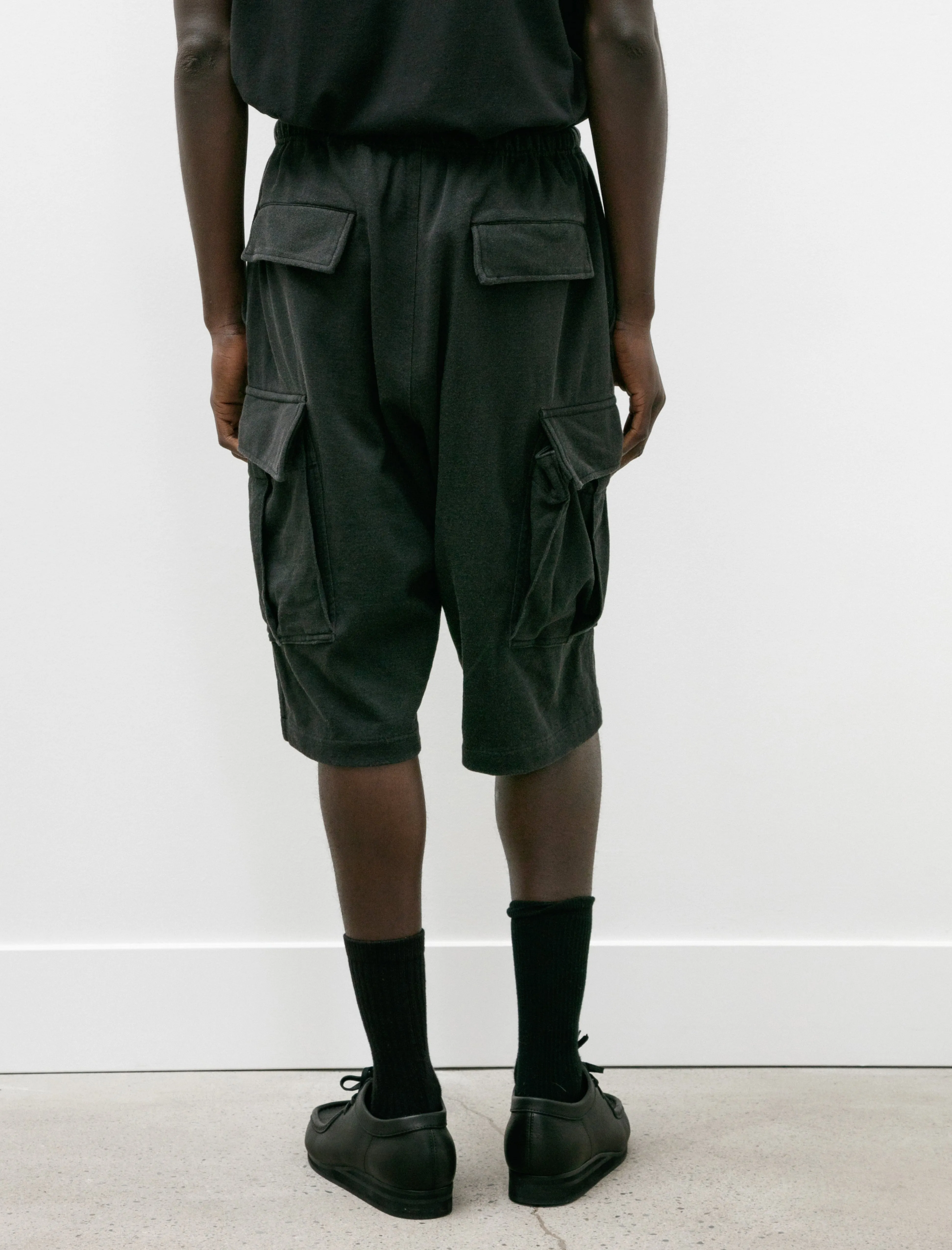 Cotton Jersey Cargo Shorts Fade Black