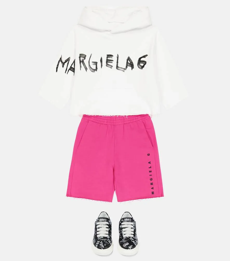 Cotton jersey shorts with MM6 Maison Margiela logo, pink