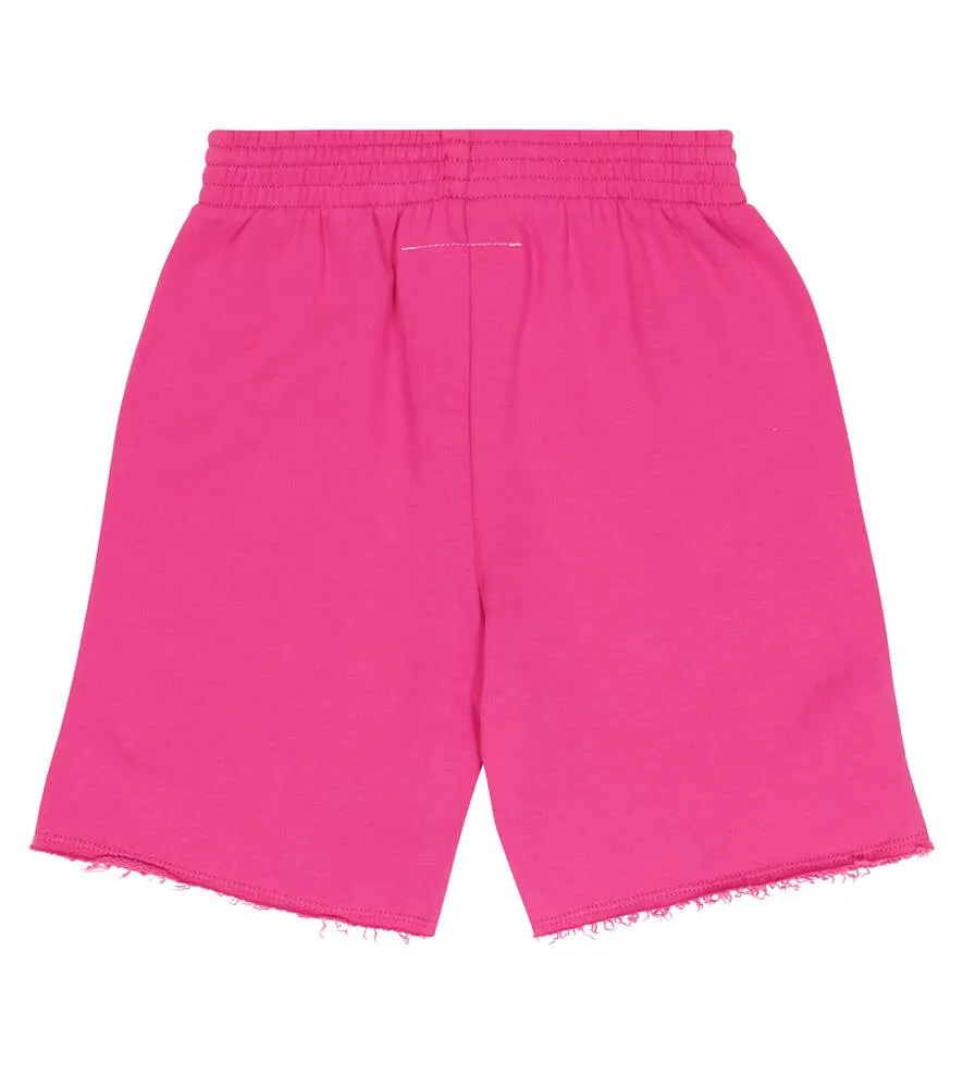 Cotton jersey shorts with MM6 Maison Margiela logo, pink