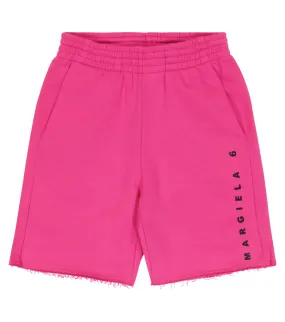 Cotton jersey shorts with MM6 Maison Margiela logo, pink