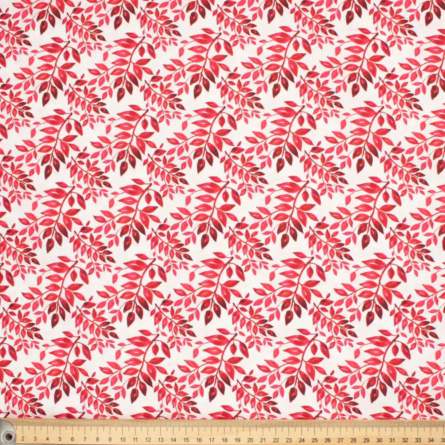 Country Side Collection #12 Red Leaves on White Cotton Prints