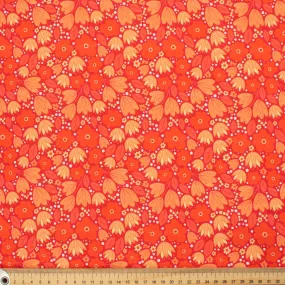 Country Side Collection #17 Red Flower & Orange Leaves Cotton Prints