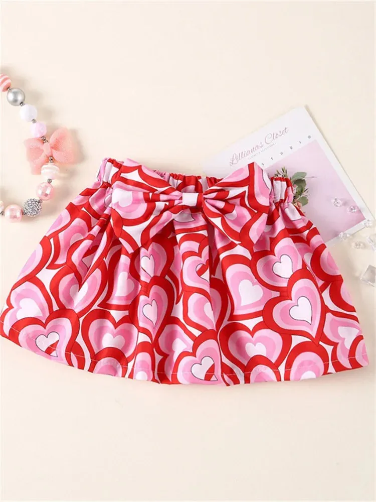 Cross Mirror New Children's Love Bow Half Skirt Sweet Princess Children's Half Skirt Wholesale