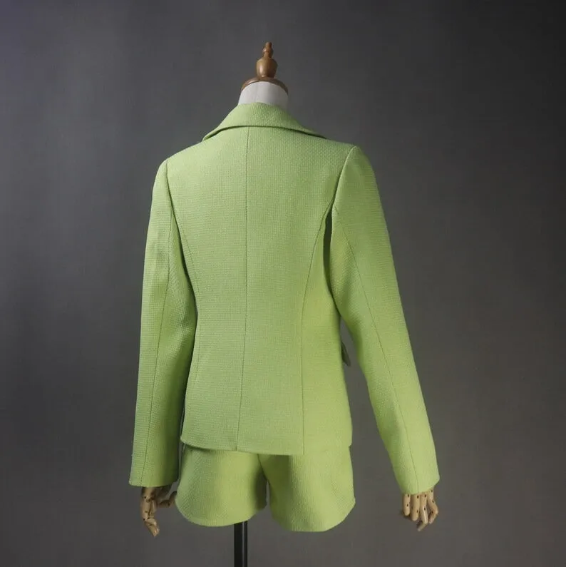 Custom Made Green Suit Tweed Jacket   Shorts/ Skirts/ Trousers