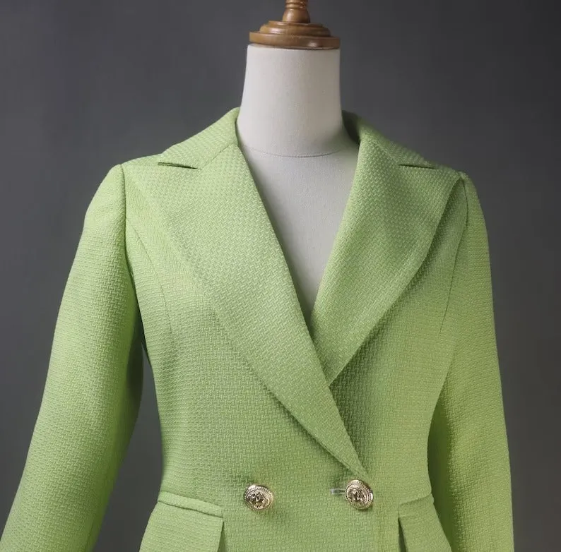 Custom Made Green Suit Tweed Jacket   Shorts/ Skirts/ Trousers