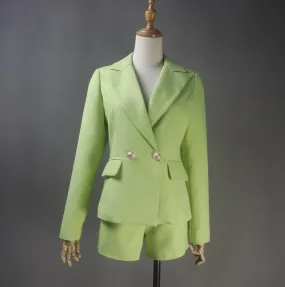 Custom Made Green Suit Tweed Jacket   Shorts/ Skirts/ Trousers