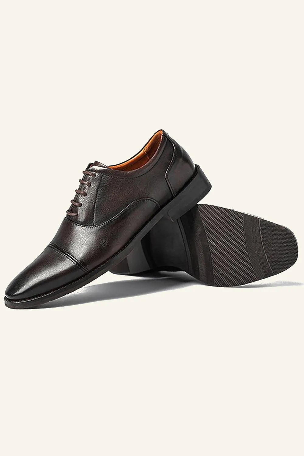 Dark Brown PU Leather Lace Up Men's Shoes