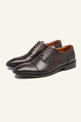 Dark Brown PU Leather Lace Up Men's Shoes