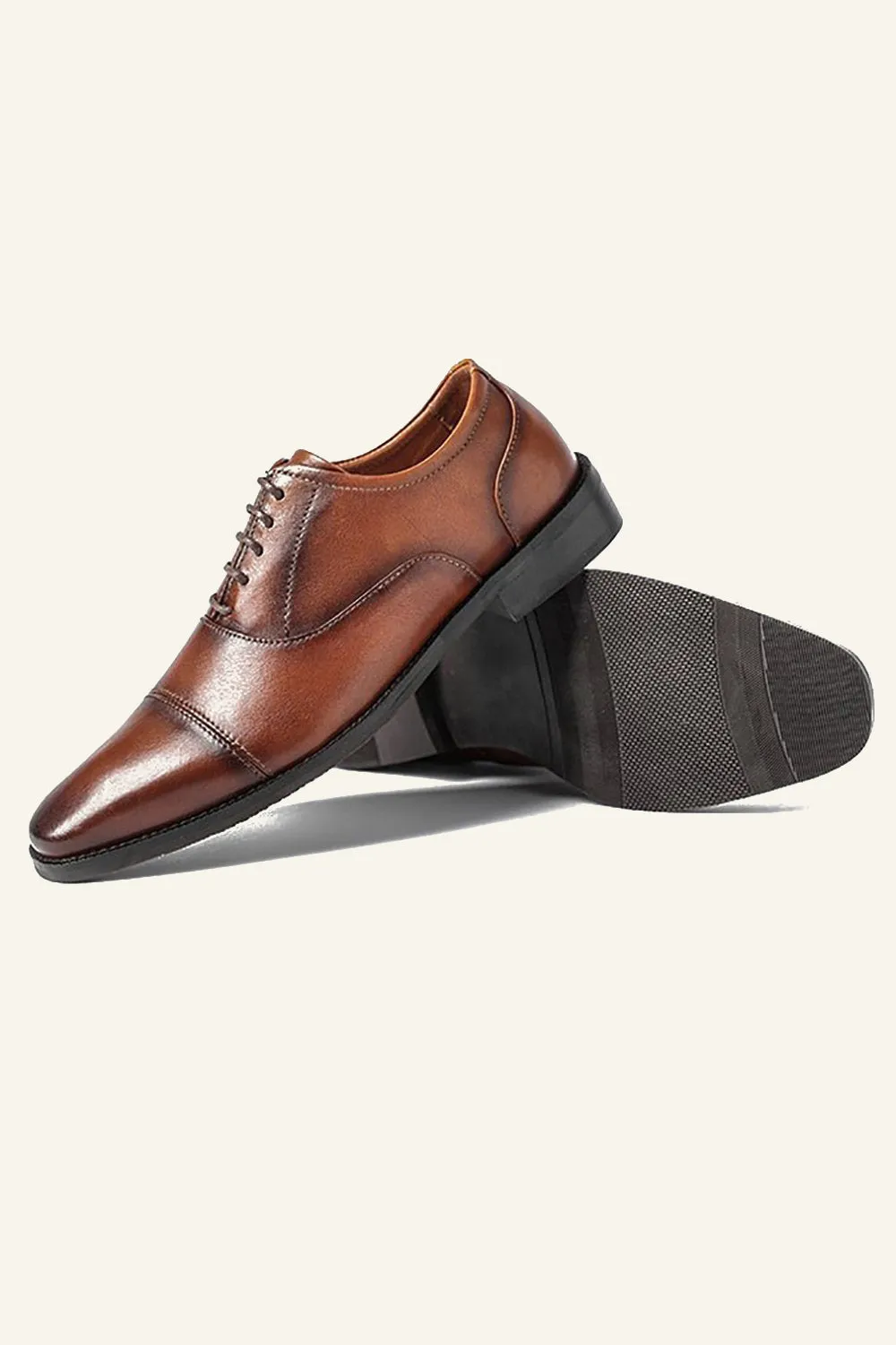 Dark Brown PU Leather Lace Up Men's Shoes