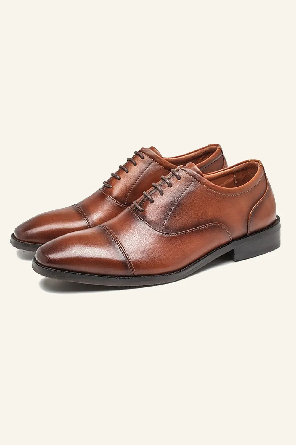 Dark Brown PU Leather Lace Up Men's Shoes