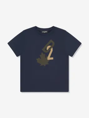 Dsquared2 Kids Maple Leaf Logo T-Shirt in Navy