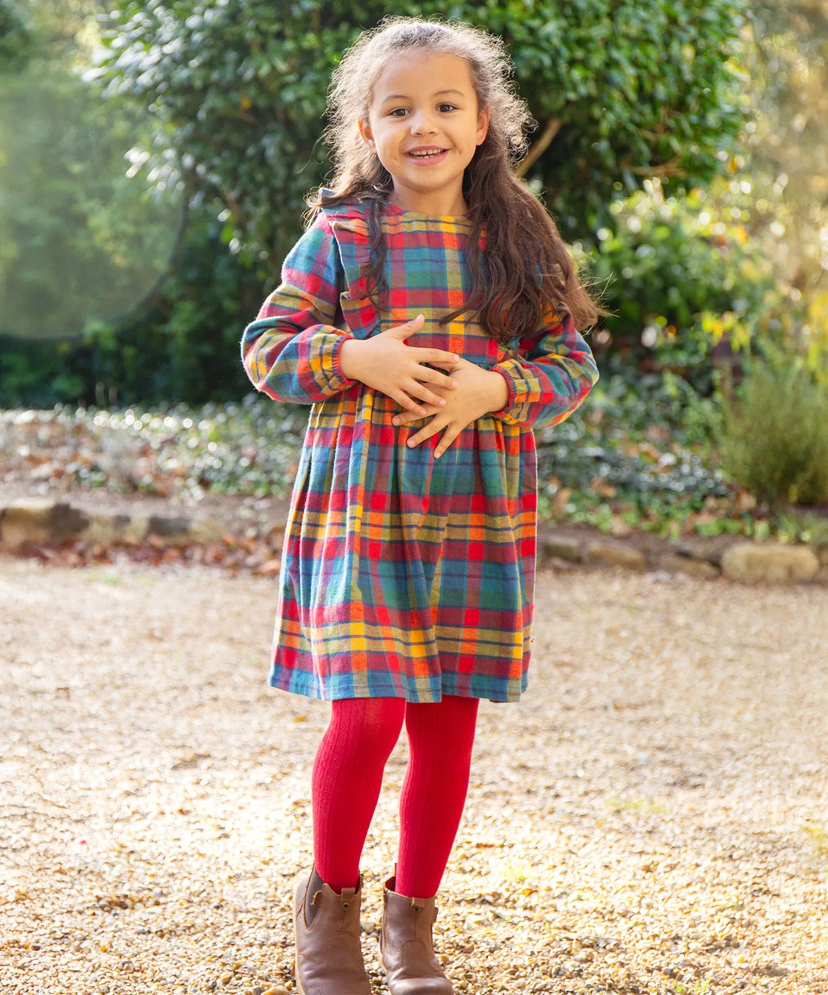 Frugi Agnes Dress - Merry Rainbow Check