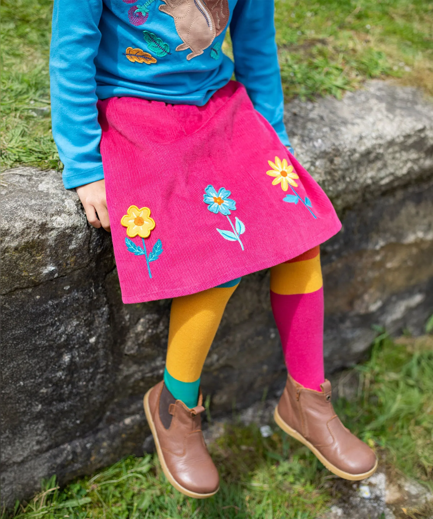 Frugi Katya Cord Skirt - Lingonberry/Flower