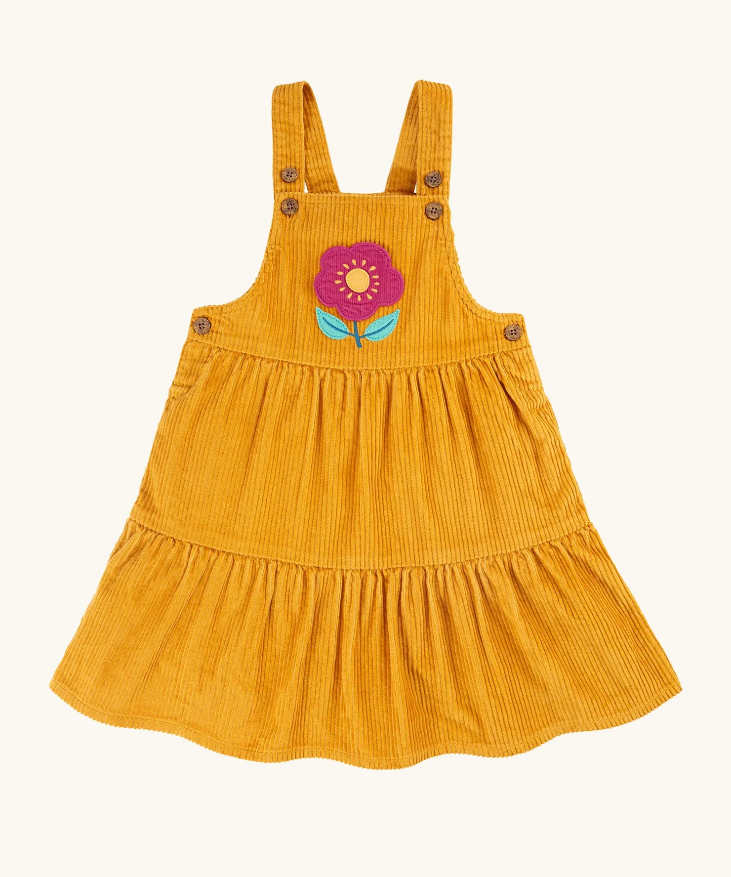 Frugi Michaela Pinafore Dress - Gold/Flower