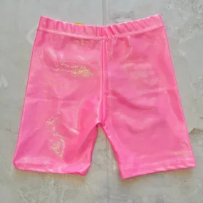 Girls Bottoms | Metallic Biker Shorts - Bubblegum Pink | Dori Creations