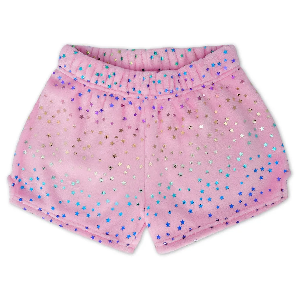 Iscream Pink Foil Stars Plush Shorts