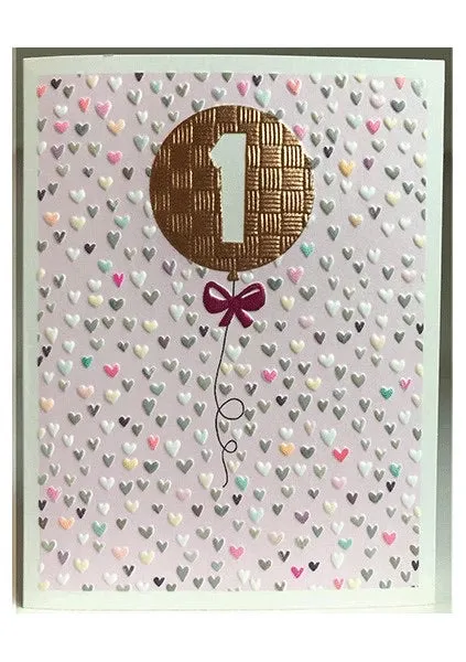 JA1820 Birthday Card Age 1 Pink Balloon