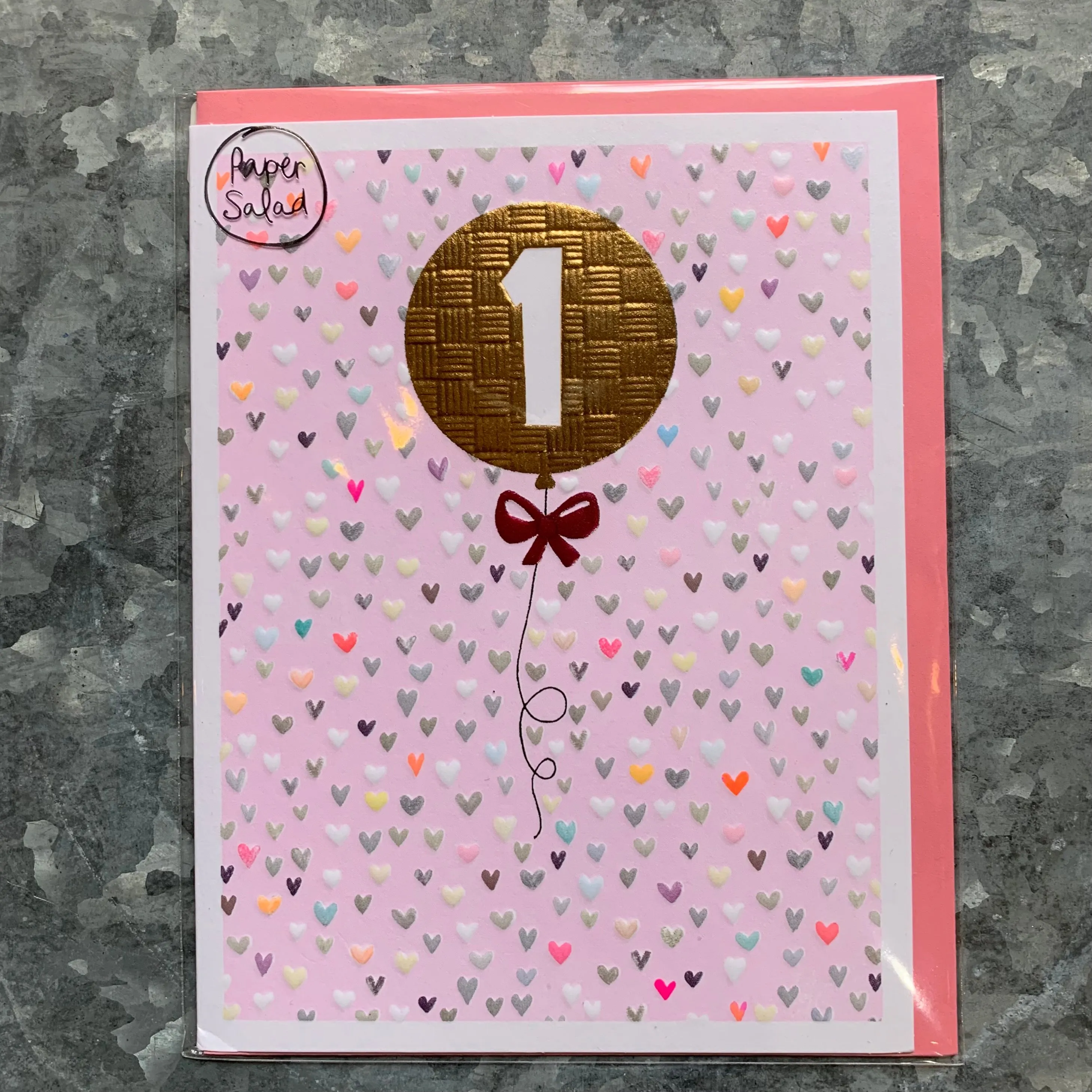 JA1820 Birthday Card Age 1 Pink Balloon