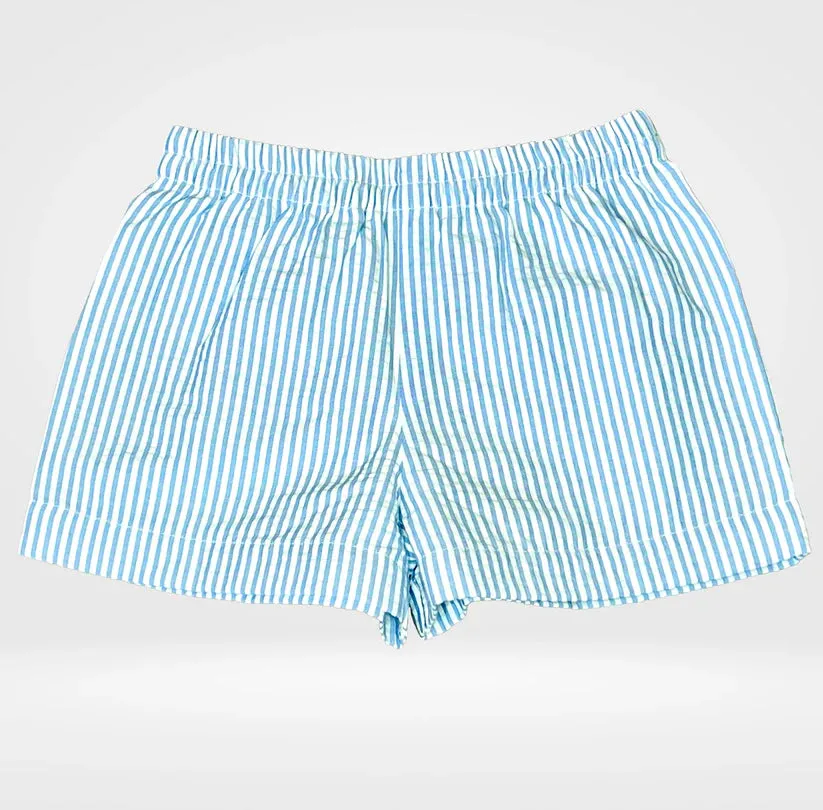 Maddie & Connor Boys Blue Seersucker Shorts