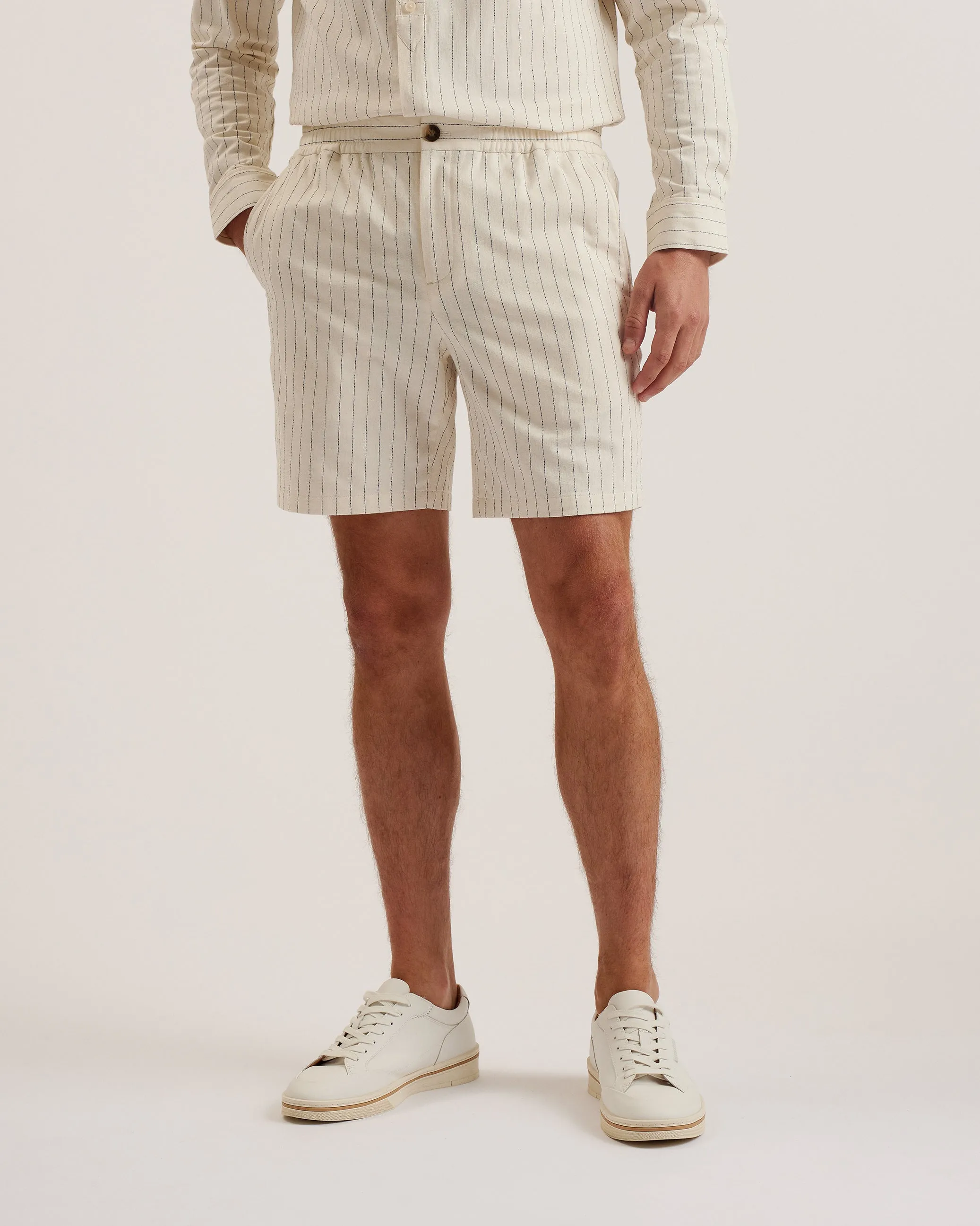 Malins Pinstripe Pull On Short Ecru