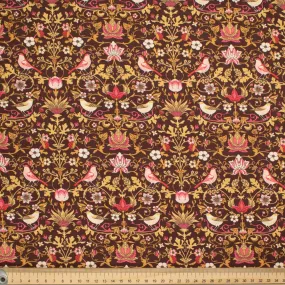 Maurice Style Collection #03 Red Birds & Floral on Brown Cotton Prints