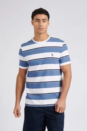 Mens Classic Fit Textured Wide Stripe T-Shirt in Bright White